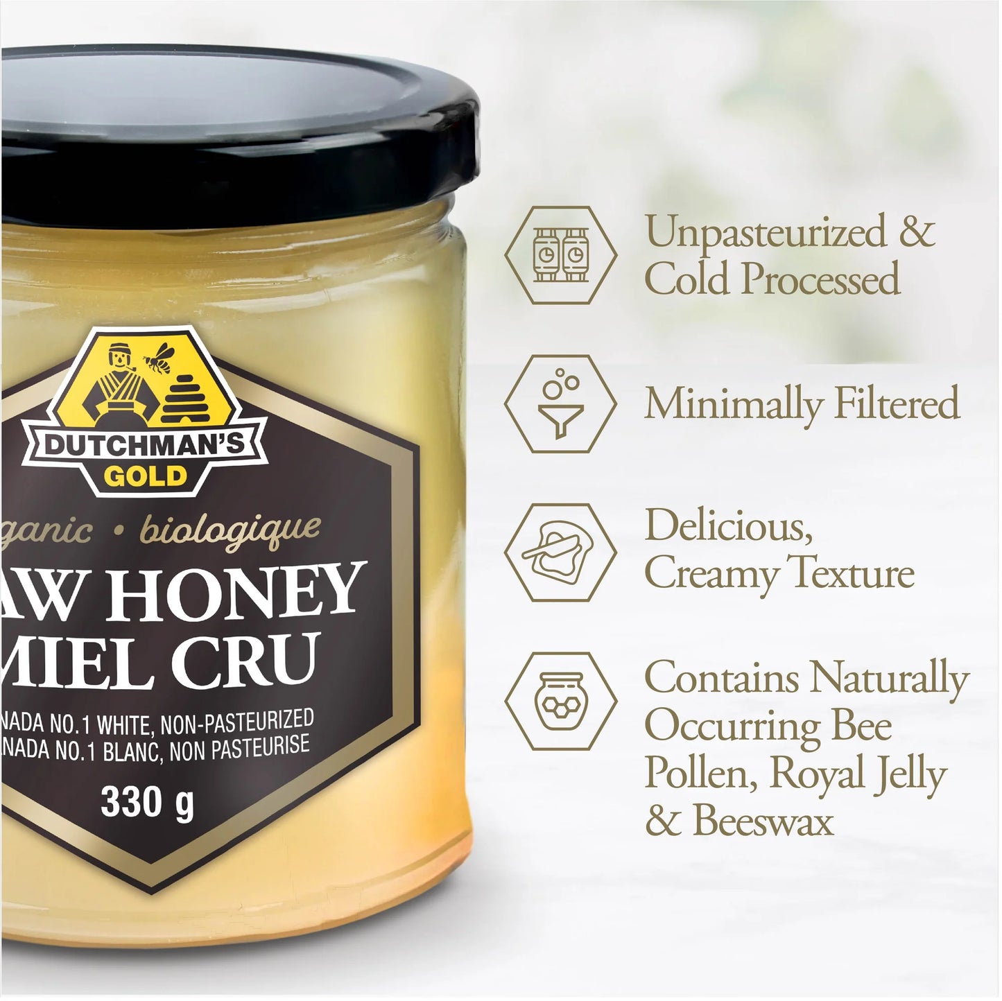 Dutchman's Gold Organic Raw Honey 330g