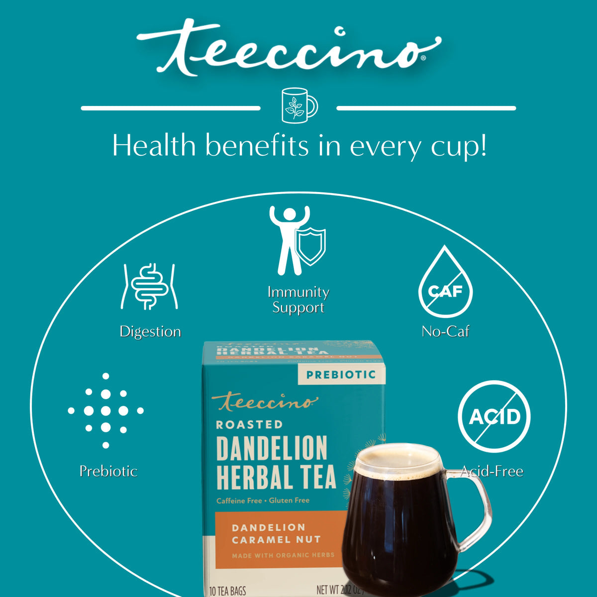 Teeccino Dandelion Caramel Nut - 10 tea bags