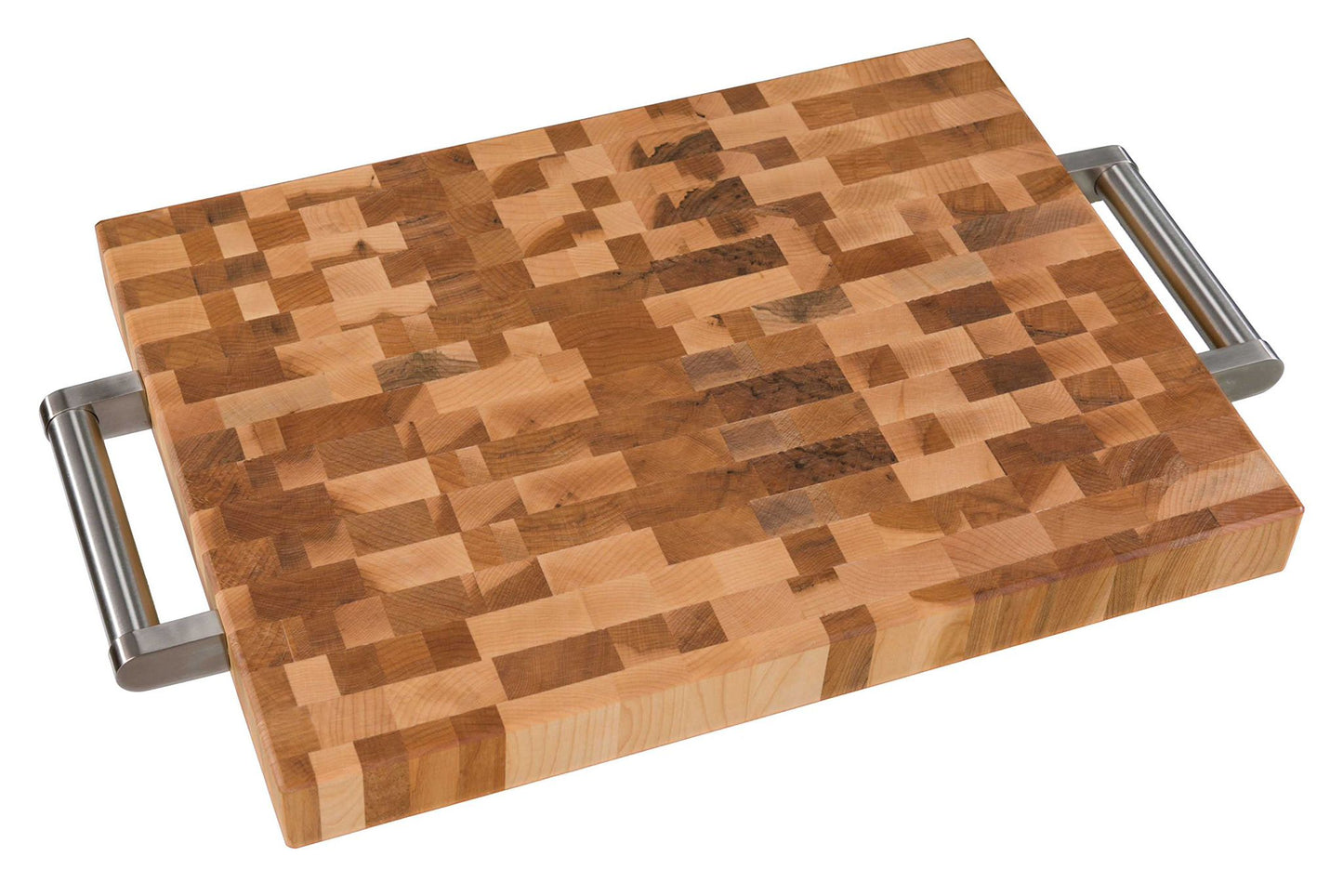 Planches Labell L16208 16" x 20" x 1.5" Butcher Block with Stainless Steel Handles