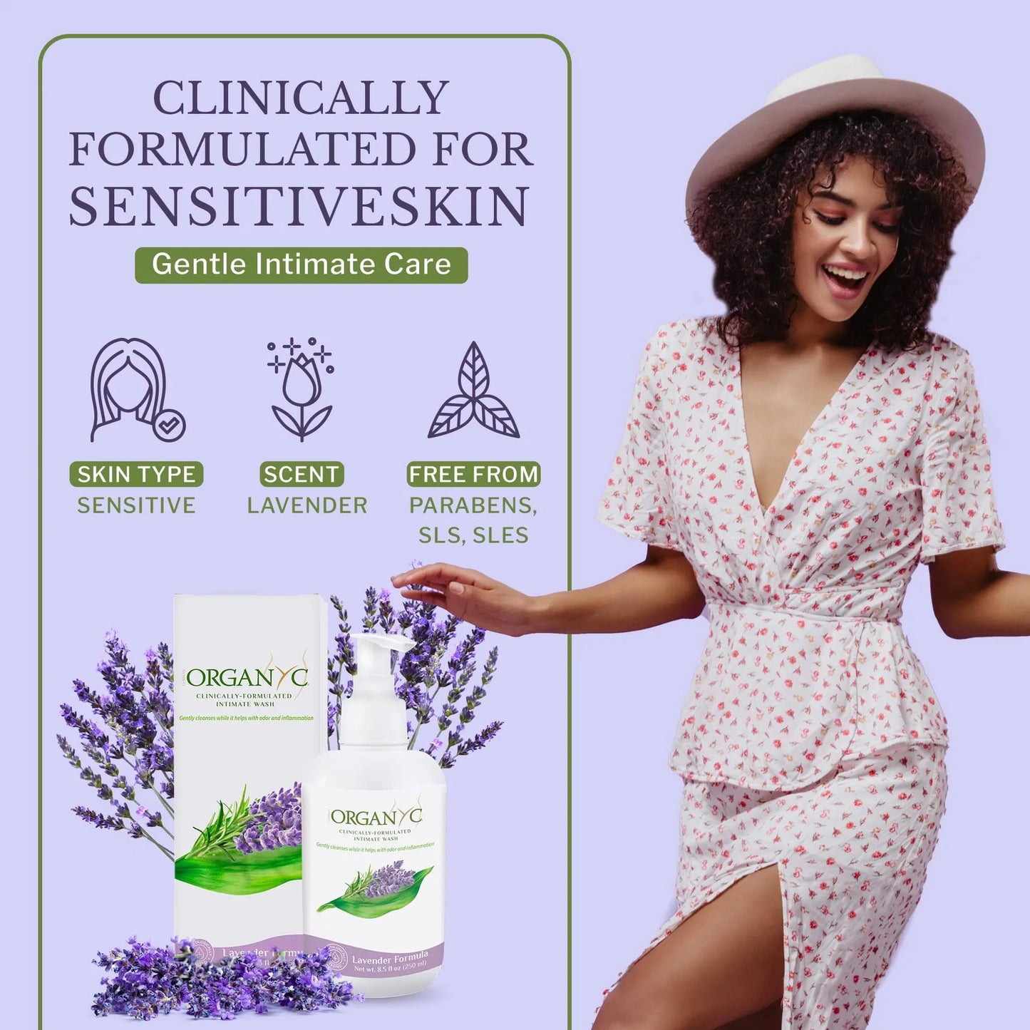 Organyc Clinically Formulated Intimate Wash Lavender 250ml