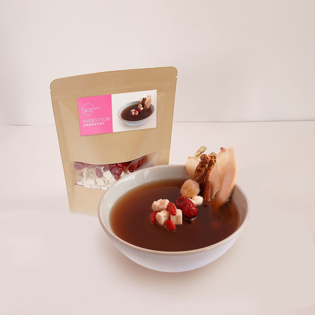 Souperwell Digestion - Ching Bo Leung for Dampness & Weak Digestion (2-Pack Dry Herbal Soup)