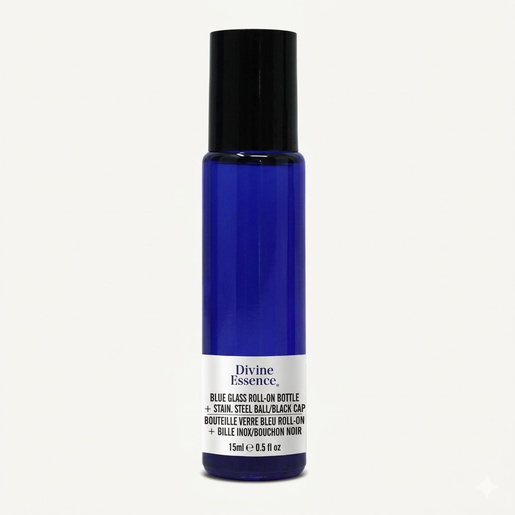 Divine Essence - Blue Glass Roll-on Bottle 15mL