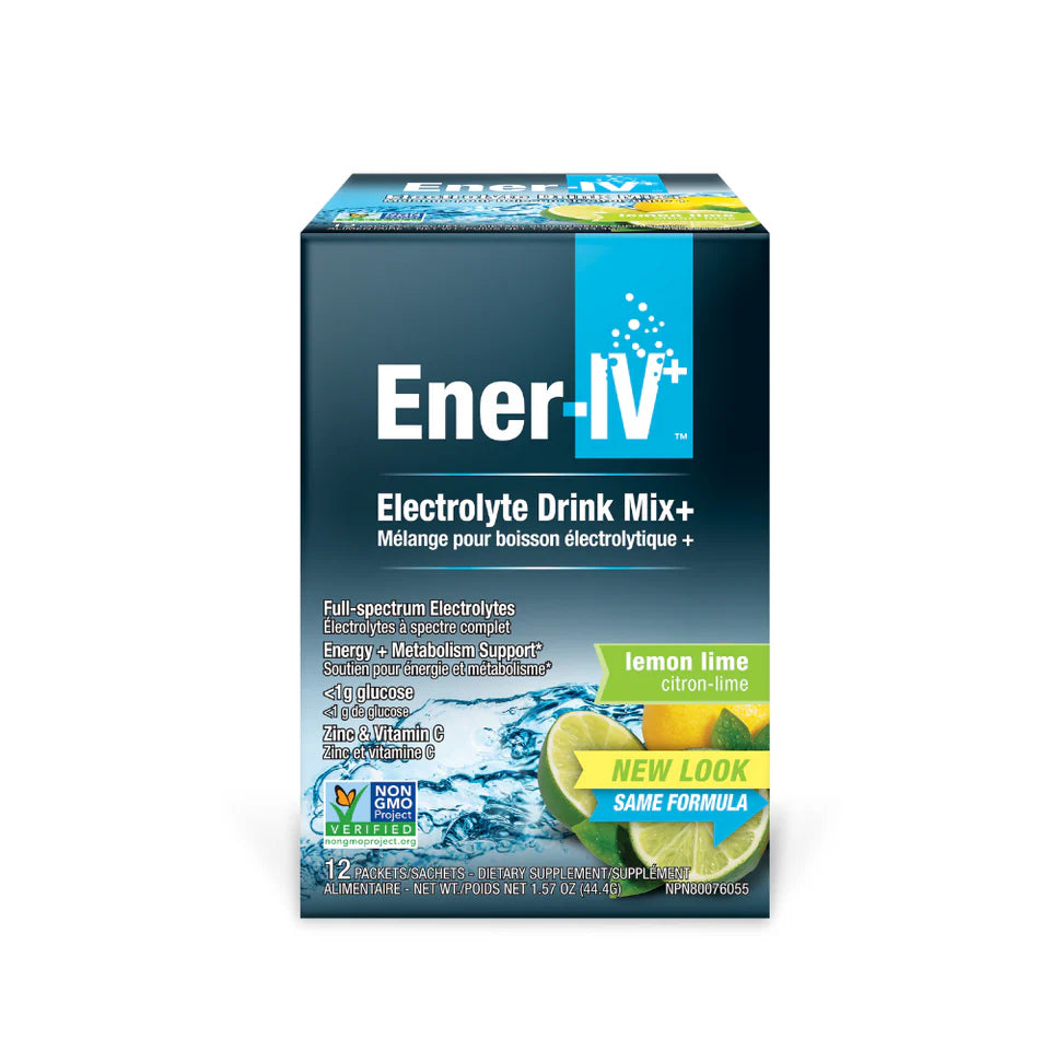 ENER-IV+ ELECTROLYTE DRINK MIX LEMON LIME 12 Packets