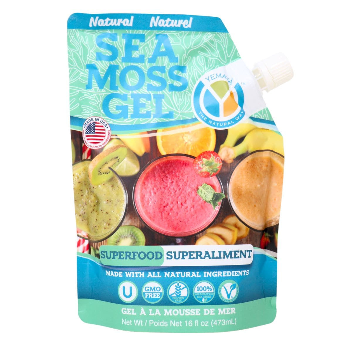Yemaya Sea Moss Gel Pouch Natural, 473ml