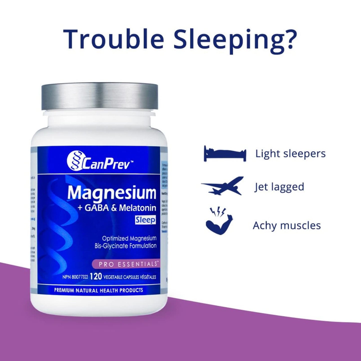 CanPrev Magnesium Sleep + GABA & Melatonin 120 Veggie Caps
