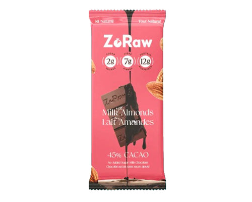 ZoRaw Milk Chocolate Bar with Protein Almonds 52g