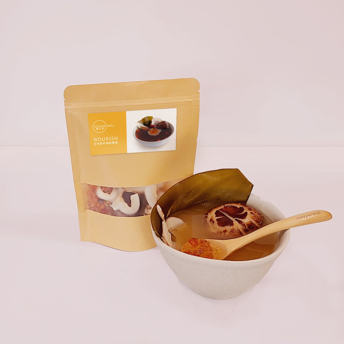 Souperwell Nourish - Japanese Kelp & Sea Coconut Collagen Soup (2-Pack Dry Herbal Soup)