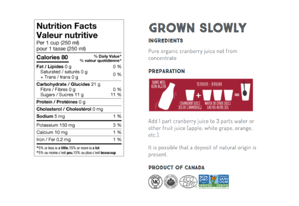 Patience Fruit Organic Cranberry Juice 946mL