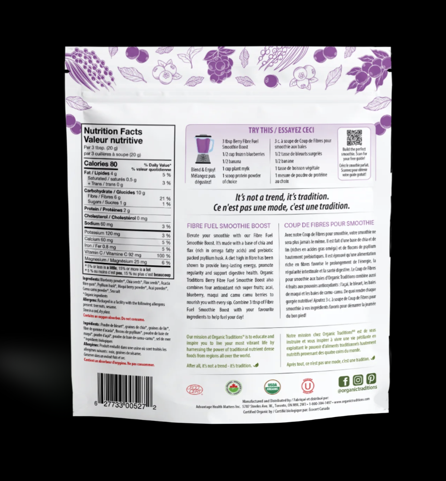 Organic Traditions Berry Fibre Fuel Smoothie Boost 300g