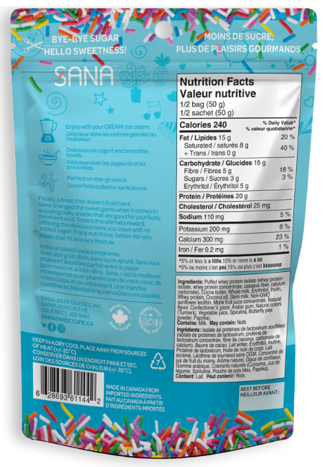 Sana Crunchy chocolate style protein bites - Birthday cake - 100g