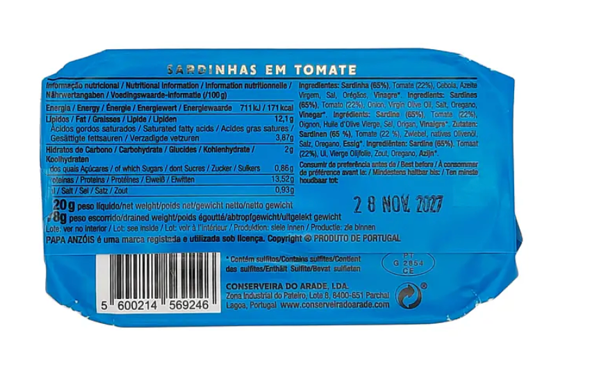 Papa Anzóis Sardines in Tomato Sauce 120g