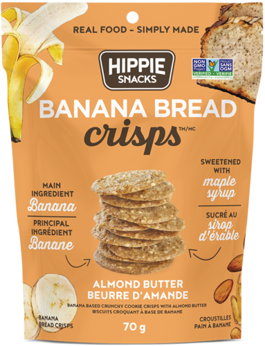 Hippie Snacks Gluten-Free Banana Bread Crisps Almond Butter, 70g