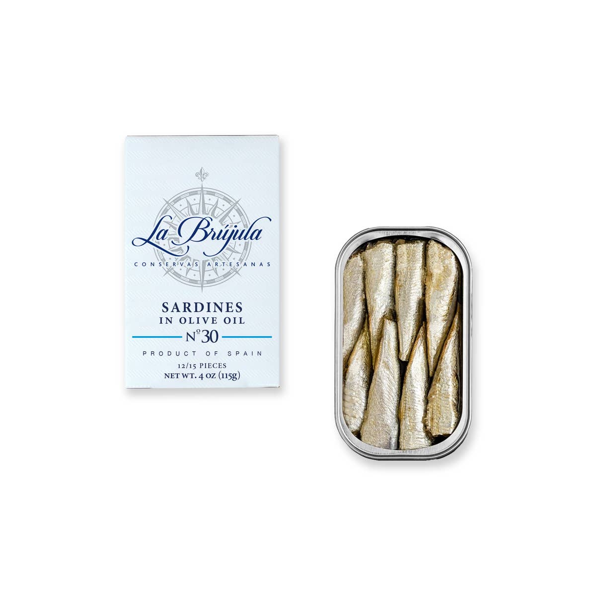 La Brújula Small Sardines in Olive Oil 12/15 (115g)