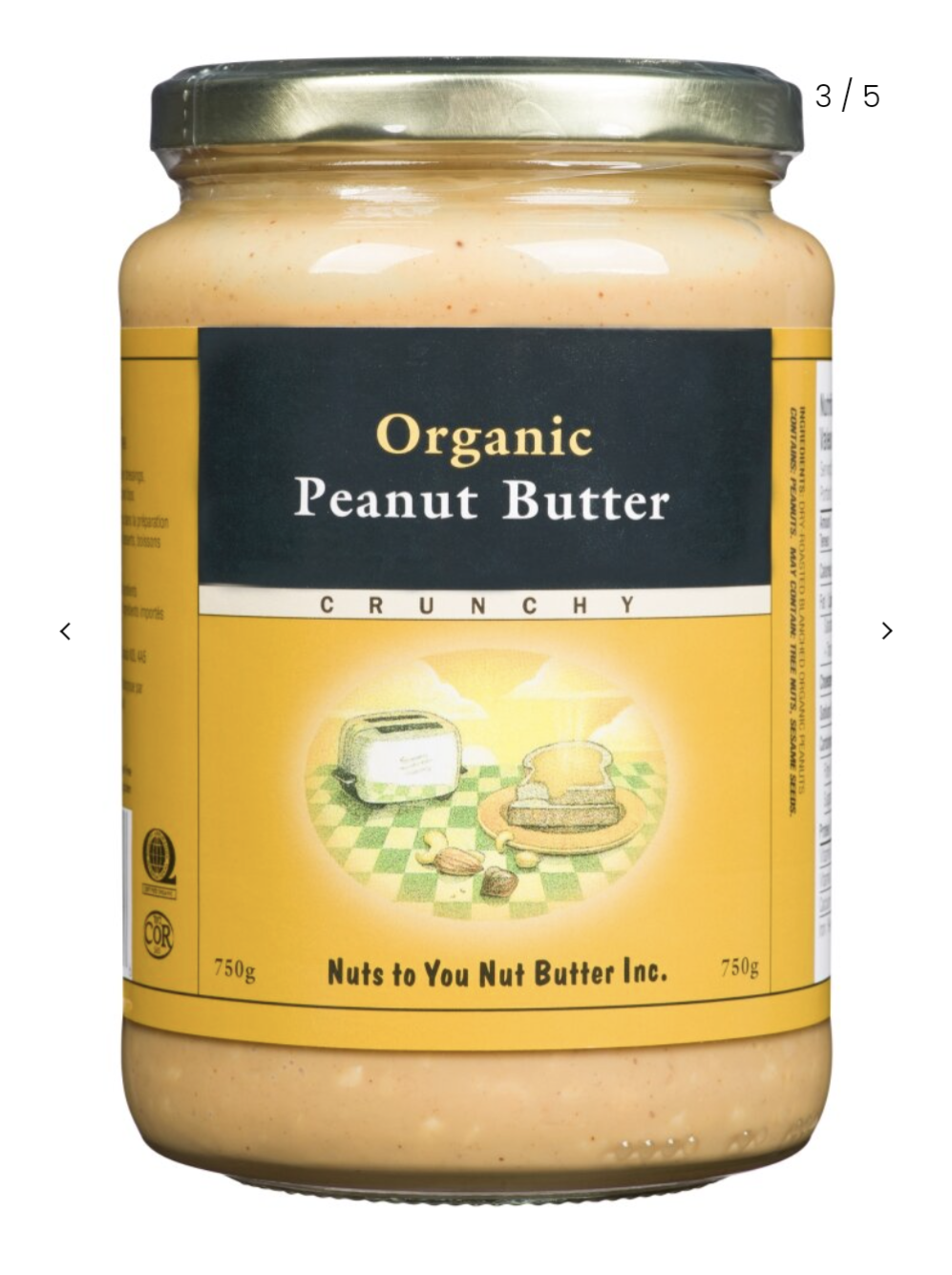 ✅ Nuts To You Organic Peanut Butter (Crunchy) 750g