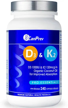 CanPrev Vitamin D3 & K2+MCT 240 Softgels