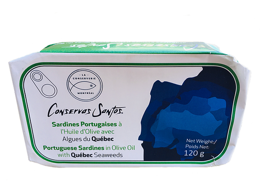 Conservas Santo Sardines Olive Oil and Quebec Seaweed 120g