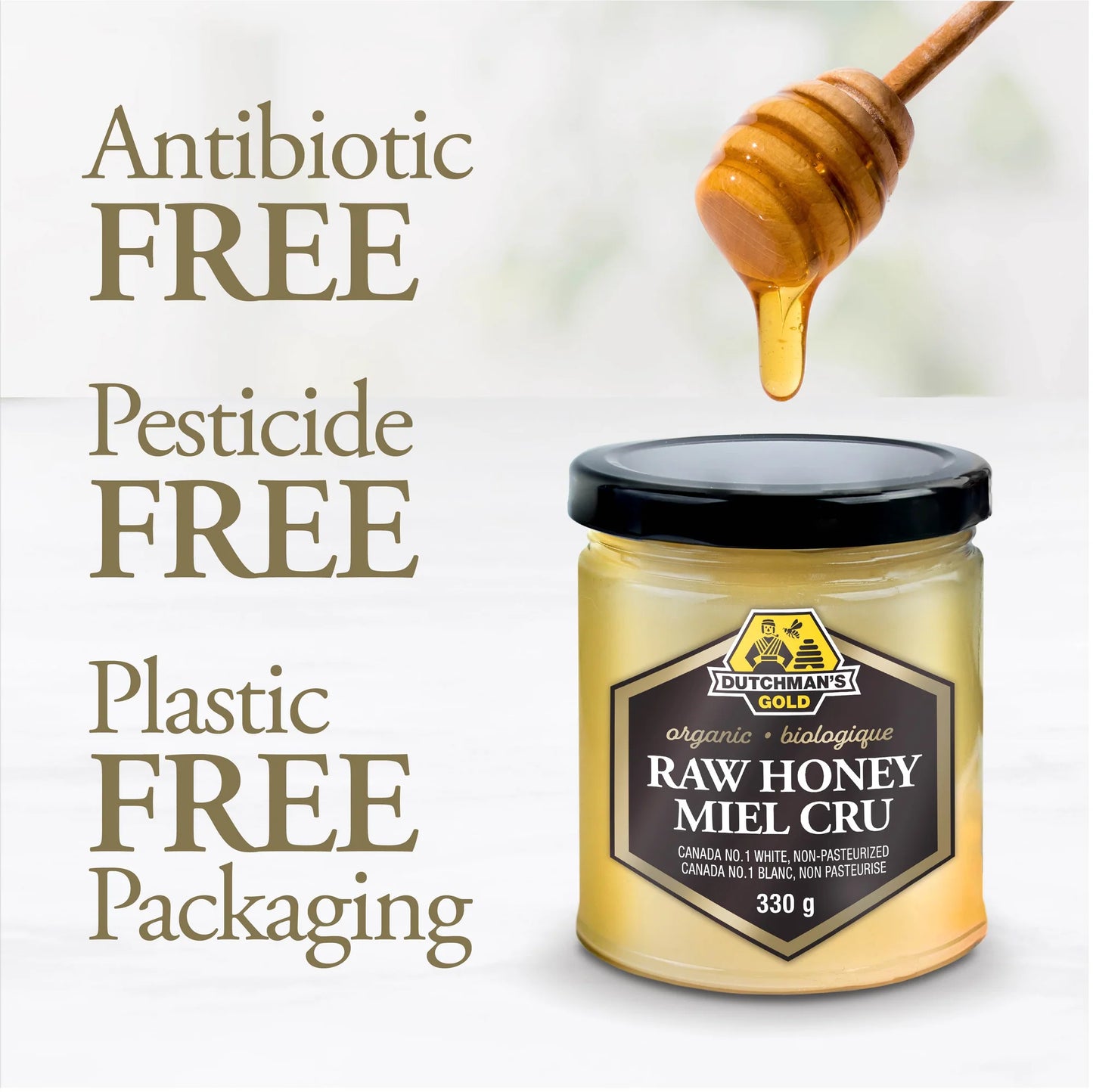 Dutchman's Gold Organic Raw Honey 330g