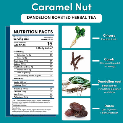 Teeccino Dandelion Caramel Nut - 10 tea bags, additional product image