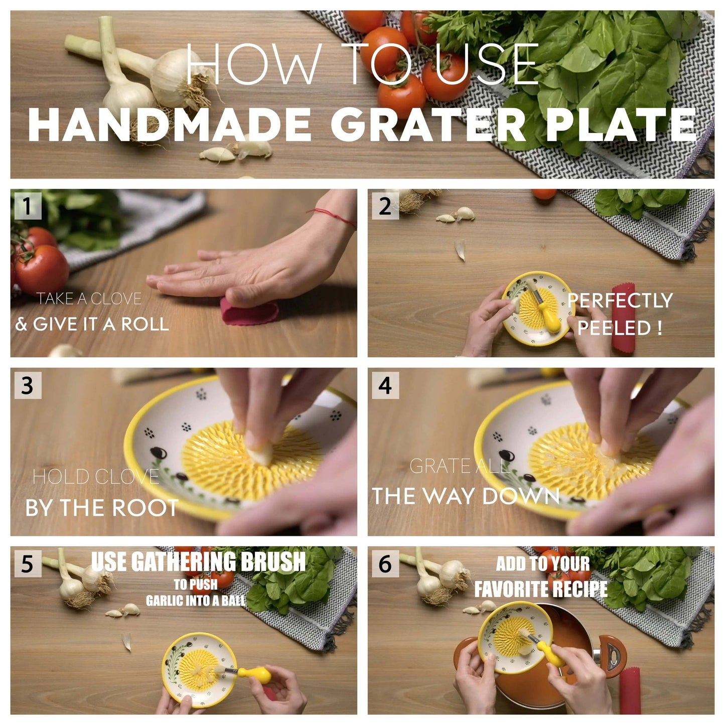 EVANLIFE Garlic Grater Bowl, Whirlpool Bloom Design Grater Plate, 7" Ceramic Garlic Grinder Bowl: With Brush