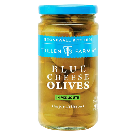 Tillen Farms BLUE CHEESE STUFFED OLIVES IN VERMOUTH 340g