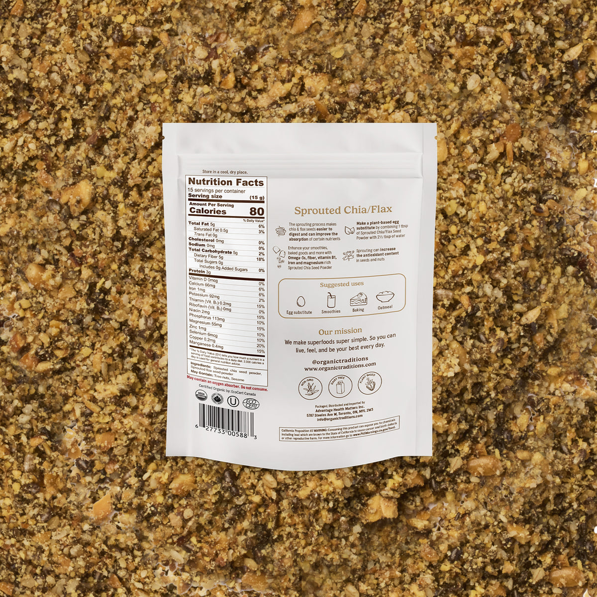 Organic Traditions Sprouted Chia Seeds & Flax Seeds 227g