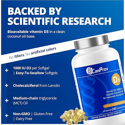 CanPrev Vitamin D3 1000 IU 240 softgels