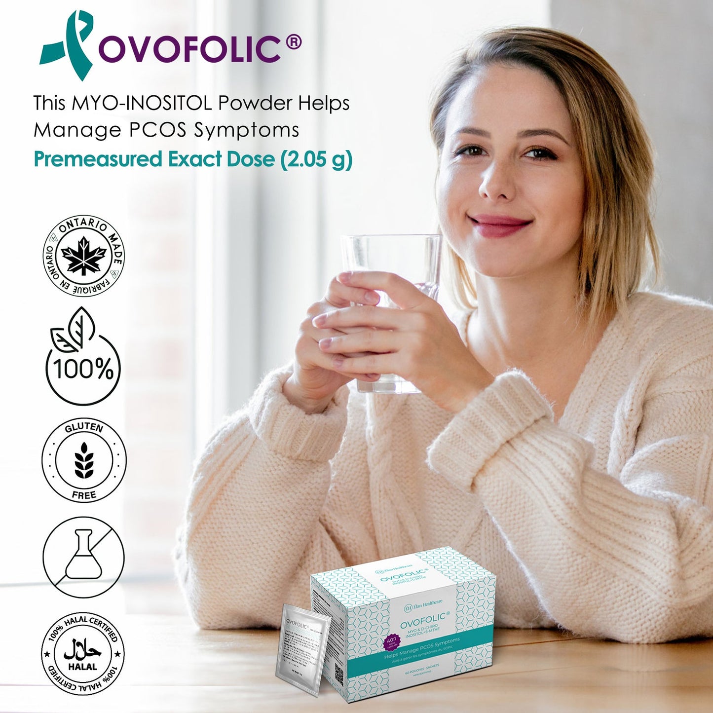 Ovofolic: Premier Myo-Inositol Supplement for PCOS Management 60 pouches