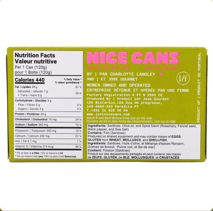 Nice Cans Wild-Caught Canned Sardines with Rosemary and Fennel, 120 g, additional product image