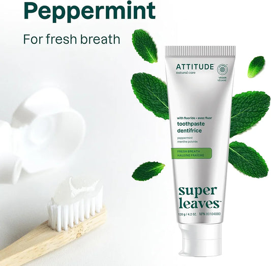 Attitude Adult Toothpaste with Fluoride Peppermint - 120g
