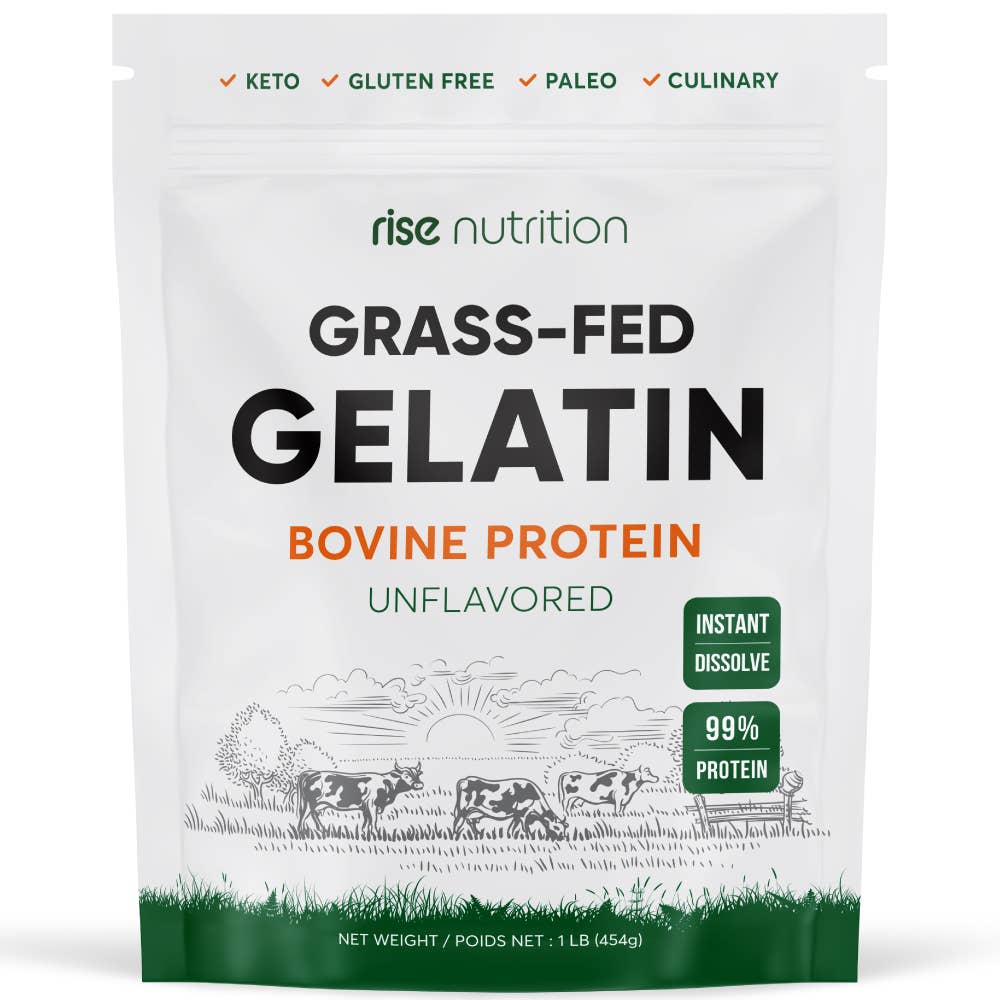Rise Nutrition Grass-Fed Gelatin Powder - Bovine Protein - Non GMO: 240g