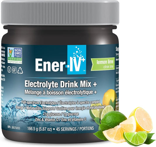 ENER-IV+ ELECTROLYTE DRINK MIX LEMON LIME 166.5g (45 Servings)