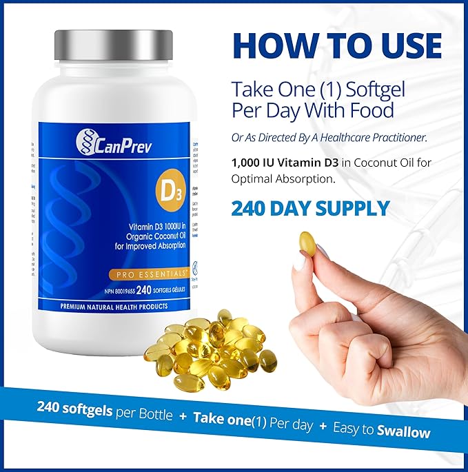 CanPrev Vitamin D3 1000 IU 240 softgels