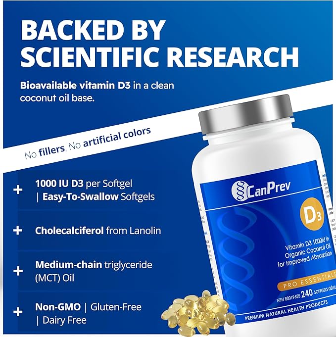 CanPrev Vitamin D3 1000 IU 240 softgels