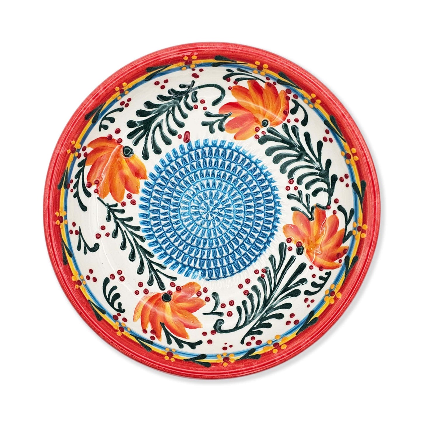 EVANLIFE Garlic Grater Bowl, Coral Garden Design Grater Plate, 7" Ceramic Garlic Grinder Bowl: With Brush