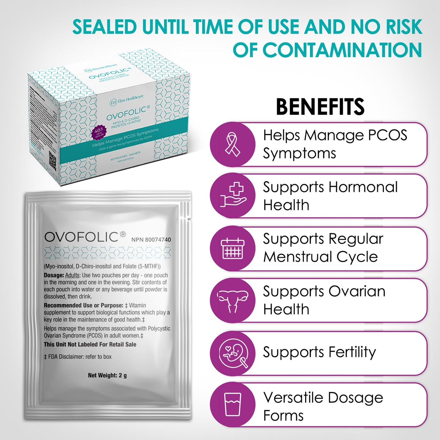 Ovofolic: Premier Myo-Inositol Supplement for PCOS Management 60 pouches