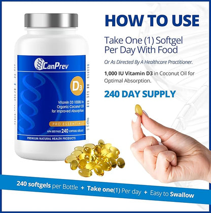 CanPrev Vitamin D3 1000 IU 240 softgels