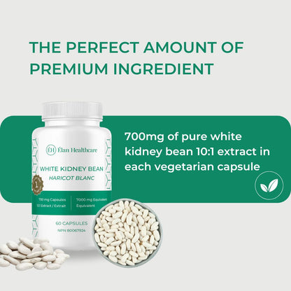 Elan Healthcare White Kidney Bean Extract - 60 Capsules (7000mg Equivalent), additional product image 4