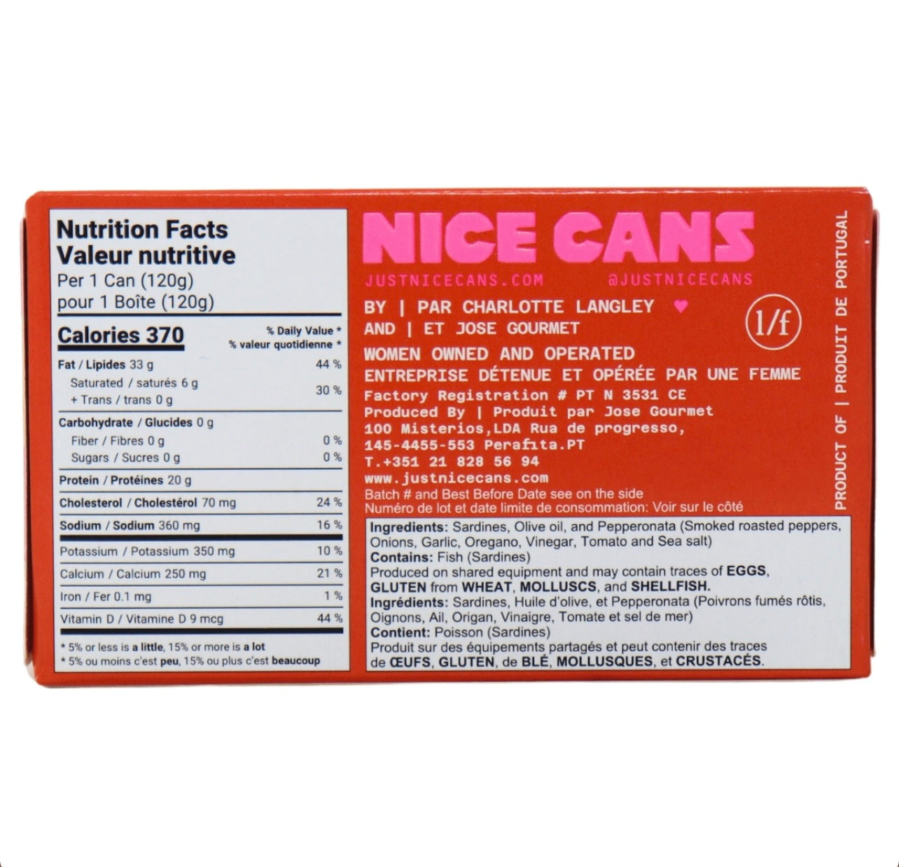 Nice Cans Wild-Caught Canned Sardines in Tomatoes and Peppers, 120 g