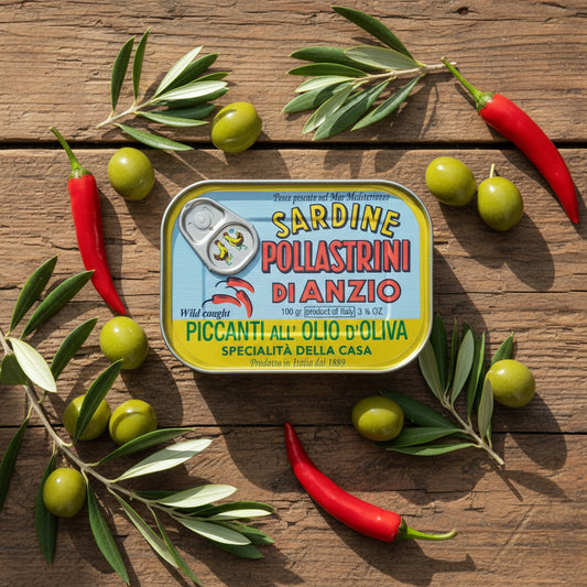 Pollastrini di Anzio Spicy Sardines in Olive Oil 100g