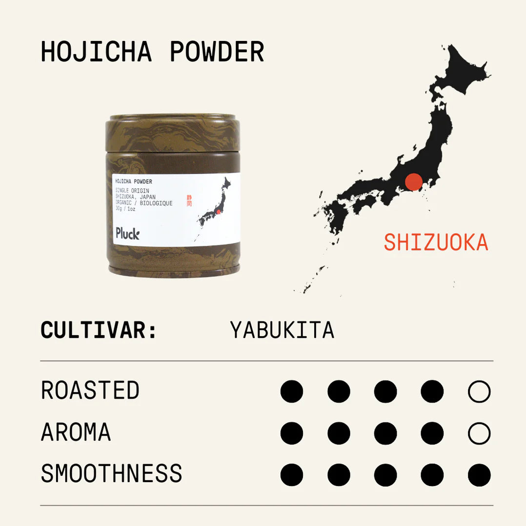 Pluck Organic Hojicha Powder 30g tin