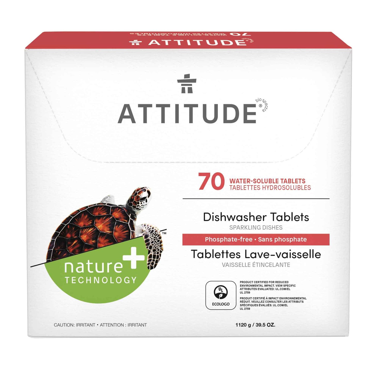 ATTITUDE Dishwasher Tablets, Water Soluble, Phosphate-free, Vegan and Cruelty-free Household Products, Unscented, 70 Count
