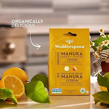 Wedderspoon Organic Manuka Honey Drops Lemon 120g
