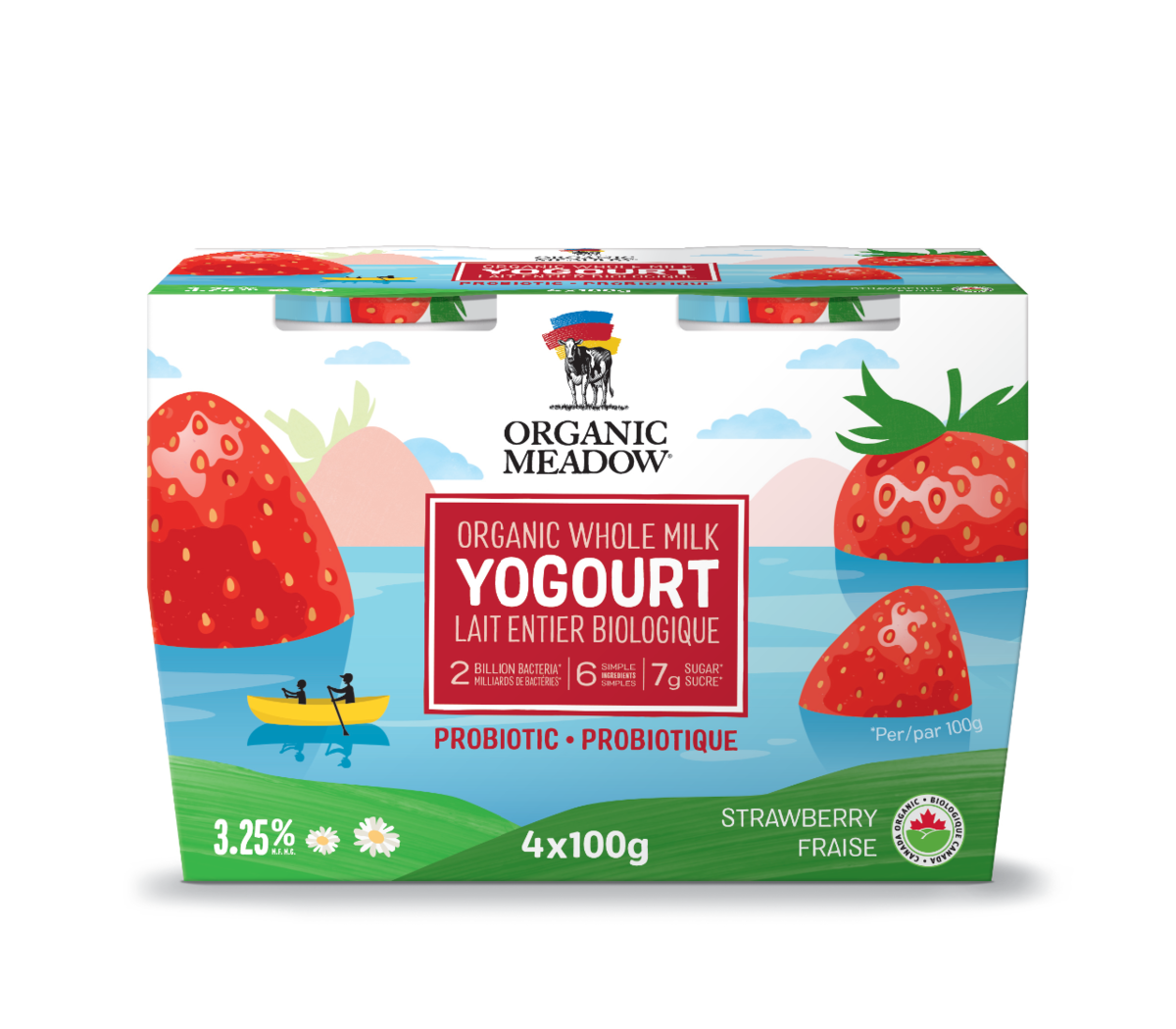 Organic Meadow Whole Milk Kids Yogurt - Strawberry 4x100g