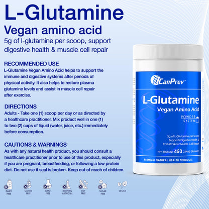 CanPrev L-Glutamine Vegan Amino Acid 450g, additional product image 2
