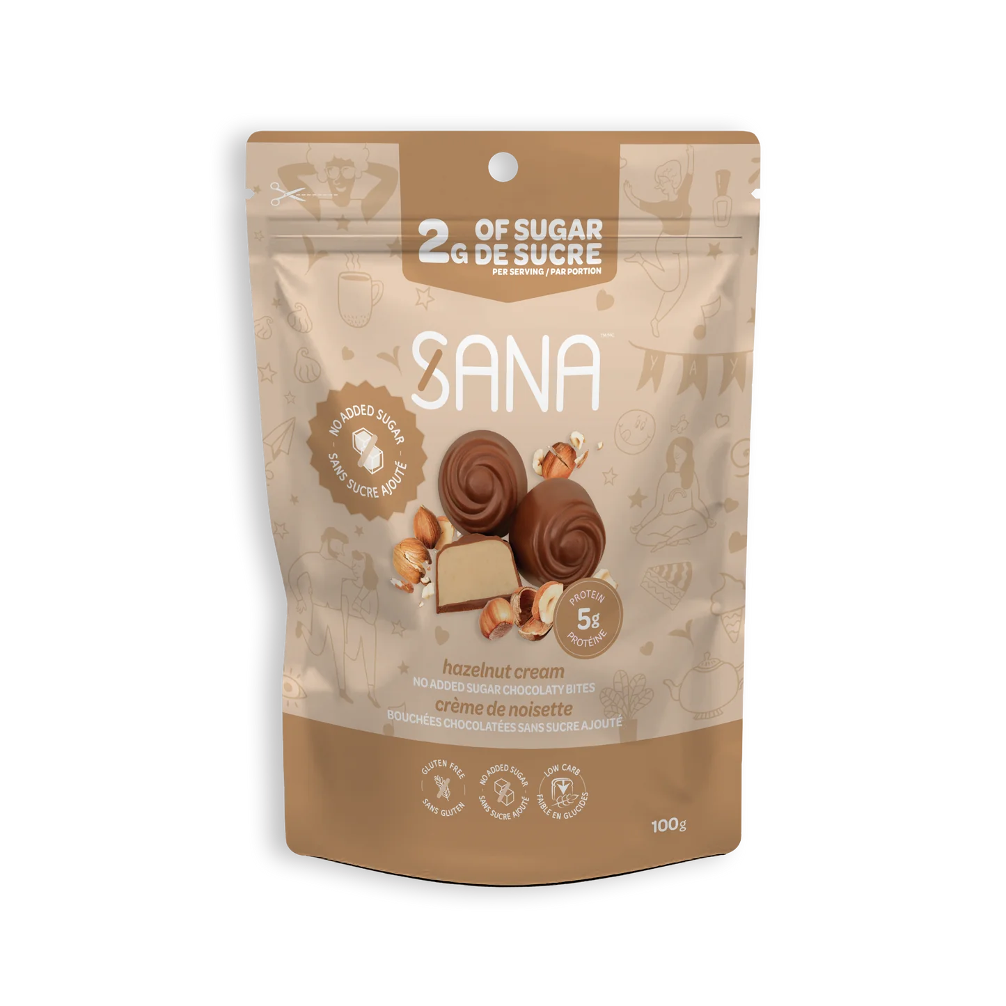 Sana Milk Chocolaty Bites Hazelnut Cream 100g