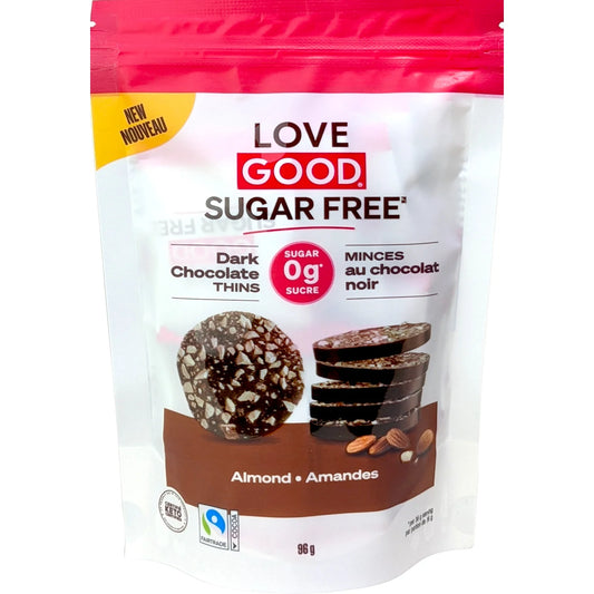 Love Good Fats Sugar-Free Keto Dark Chocolate Thins Almond, 96g