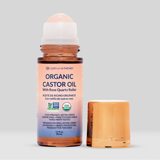 Queen of the Thrones Organic Castor Oil Rose Quartz Roll-On 50ml