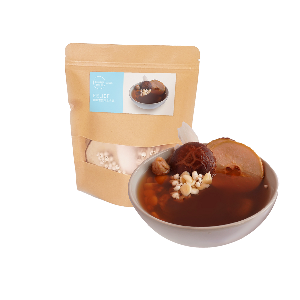 Souperwell Relief - Fritillary, Snow Pear & Apricot Kernel Soup (2-Pack Dry Herbal Soup)