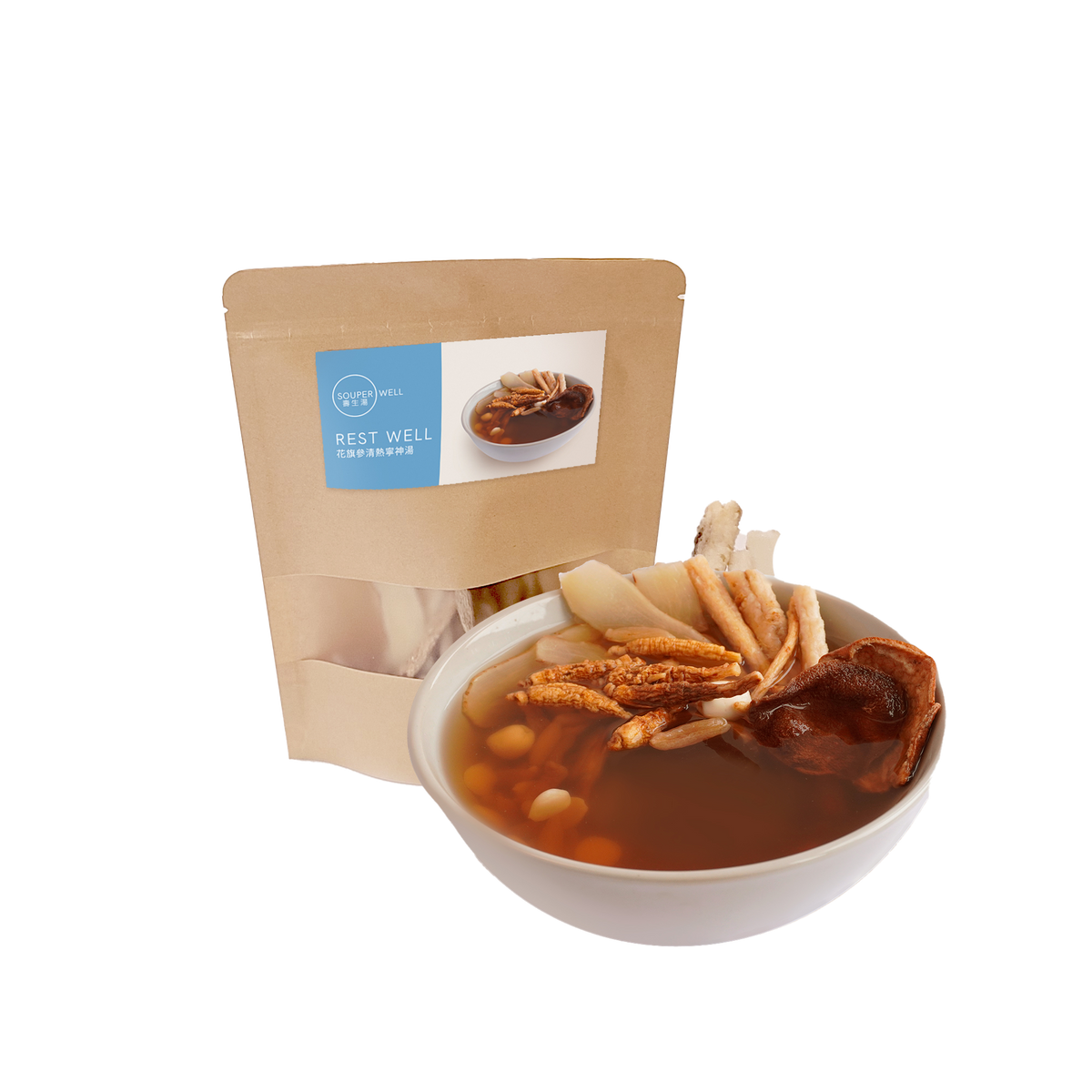 Souperwell Rest - American Ginseng Cooling & Calming Soup (2-Pack Dry Herbal Soup)