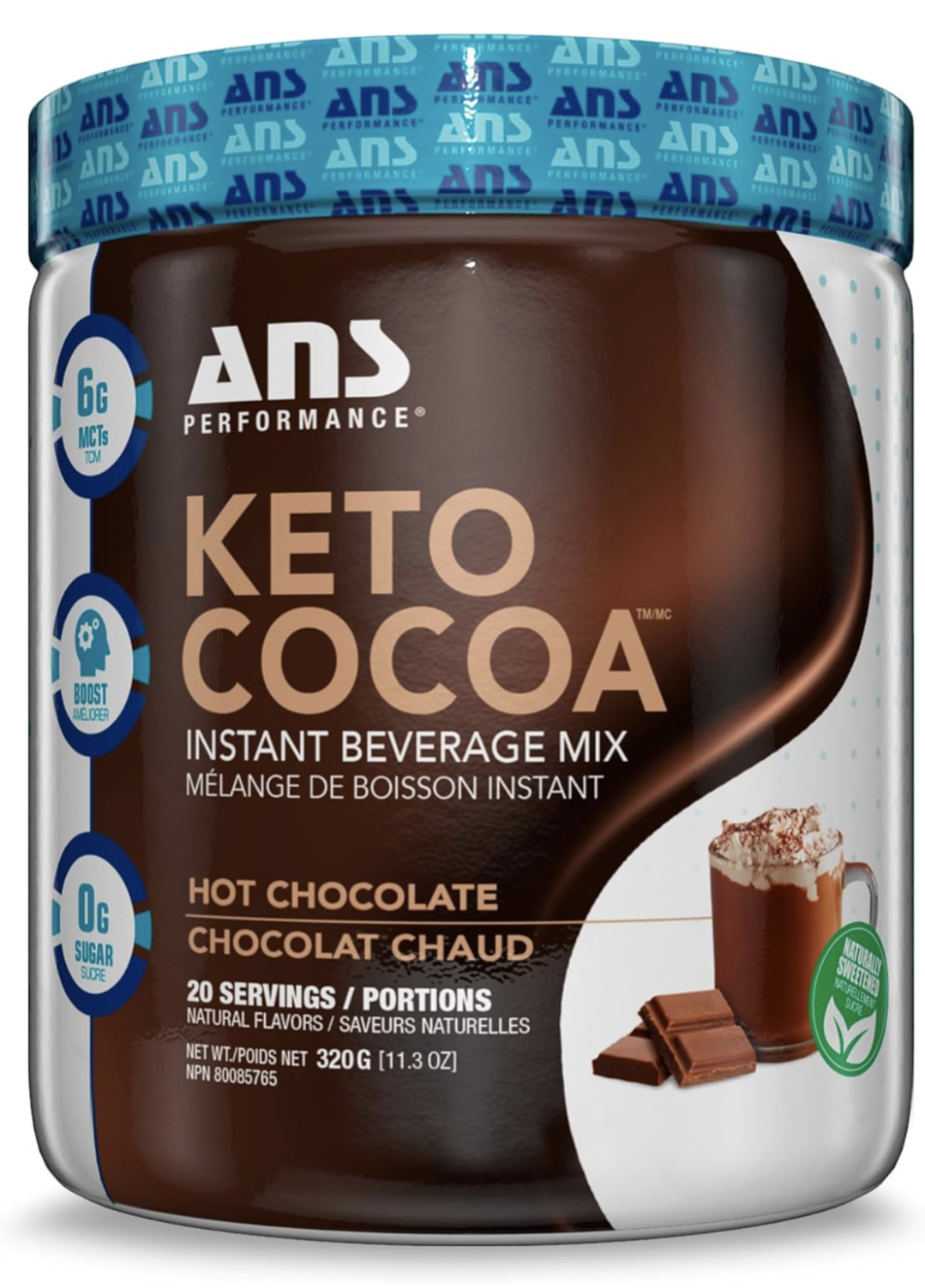 ANS Performance Keto Cocoa Beverage Mix Hot Chocolate 320g